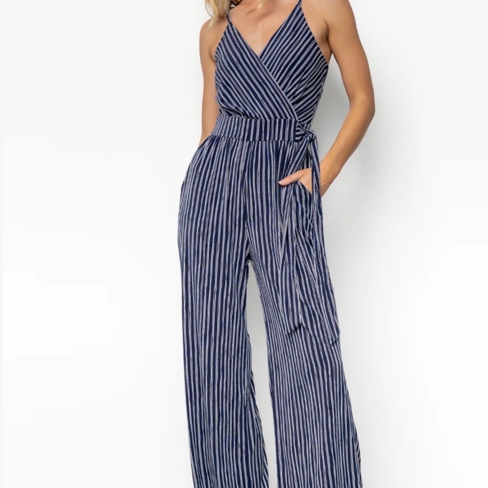 Baltic Born Navy and White Striped Jumpsuit
